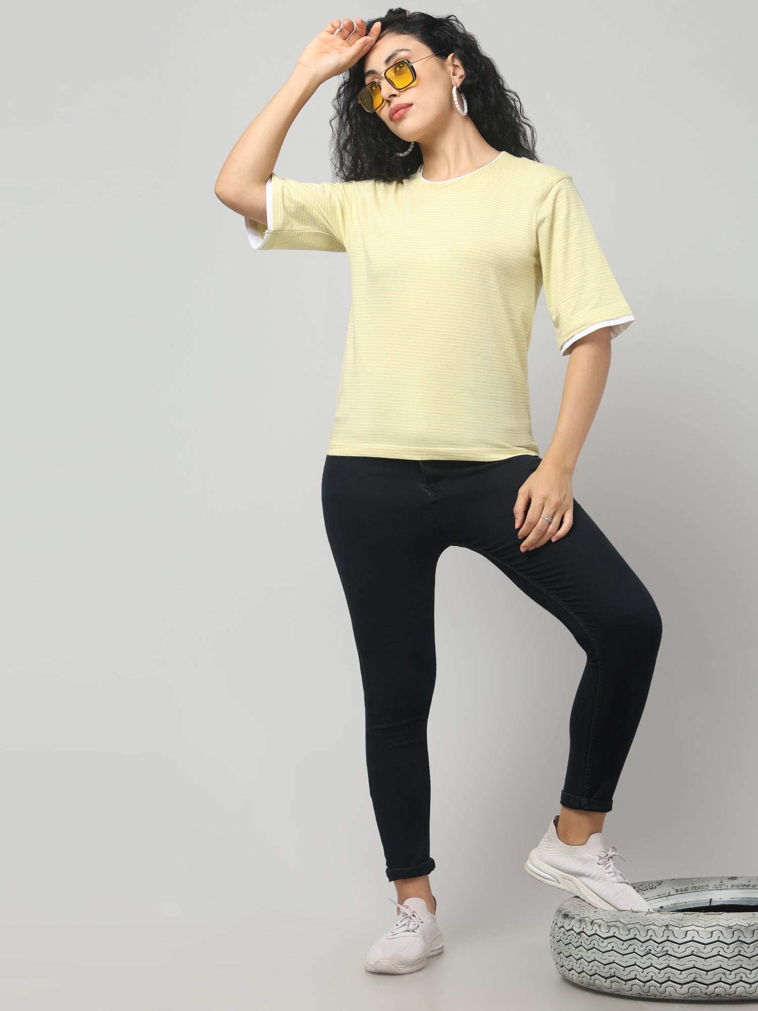 Yellow Striped Short Sleeve T-Shirt