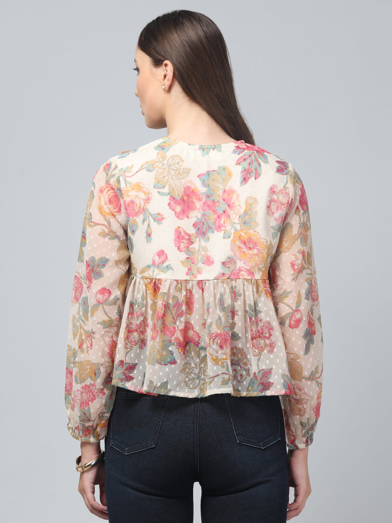 Pastel Floral Flared Top